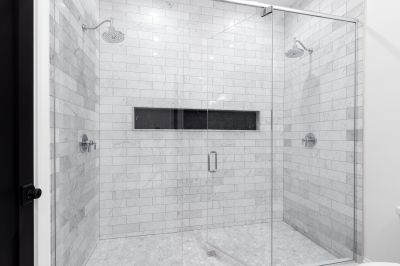 Corner Shower with Tiled Accents